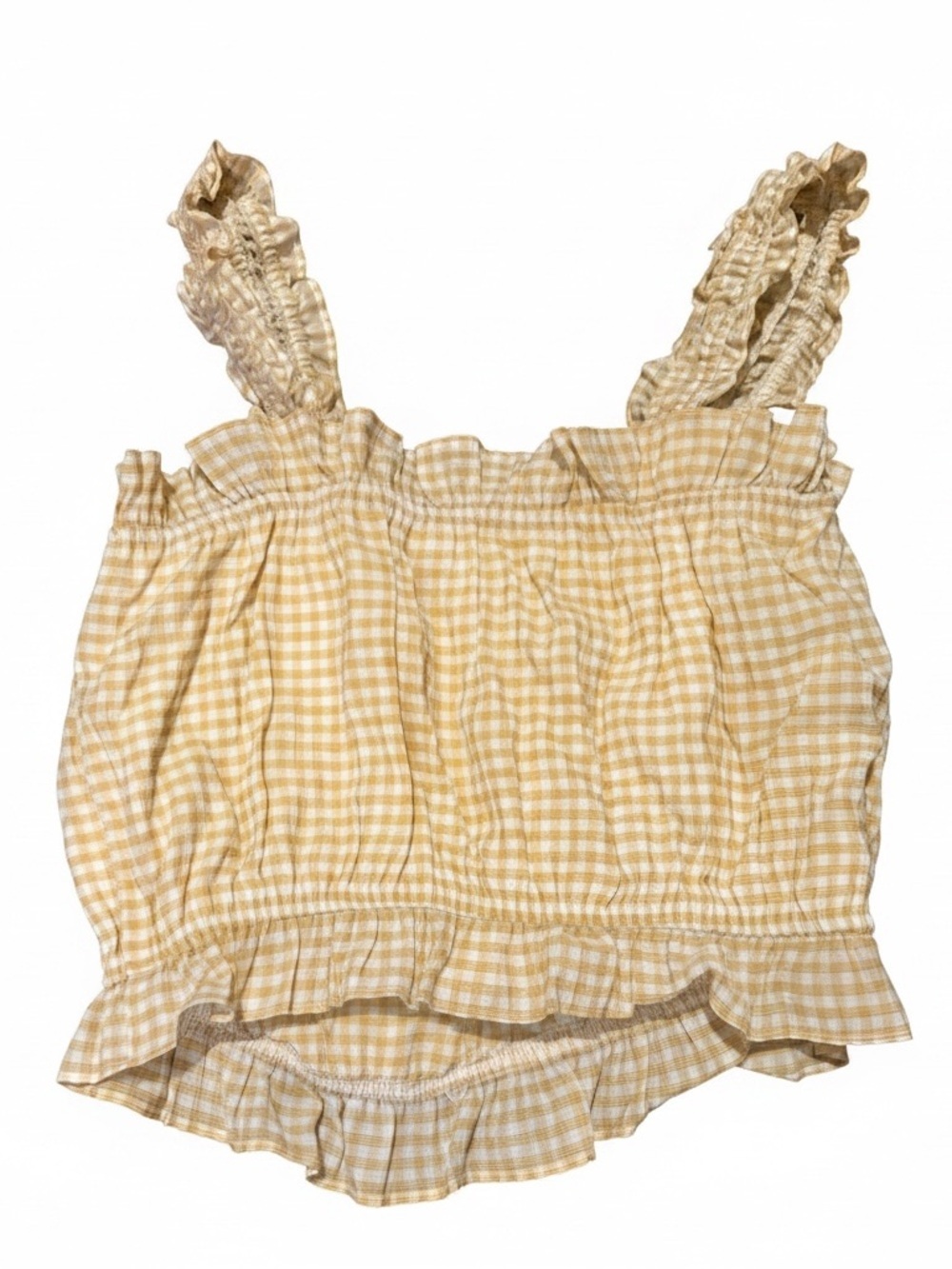 Women’s Yellow Gingham Ruffle Crop Top